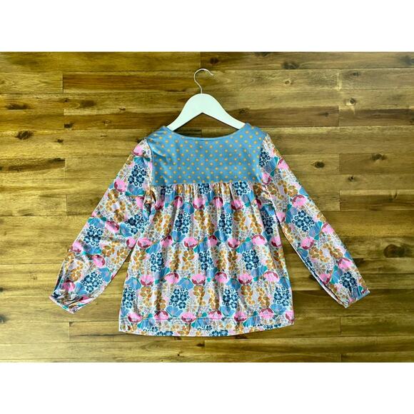 NWT Matilda Jane Make Believe Blue Pink Floral Long Sleeve Wonderment Top Teen 8 - Picture 4 of 6